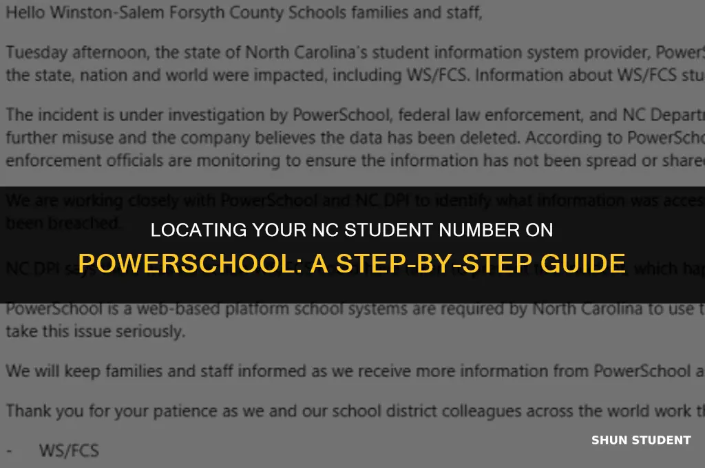 how to find your nc student number on powerschcool