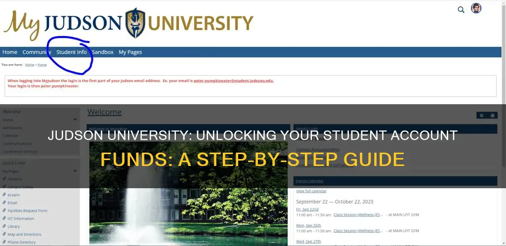 how to find your student account funds on judson university