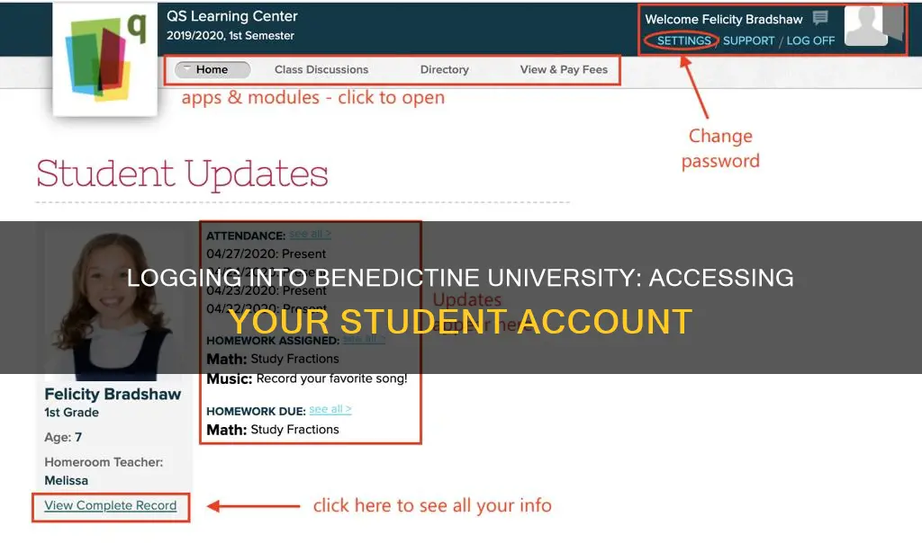 how to login to benedictine university student account