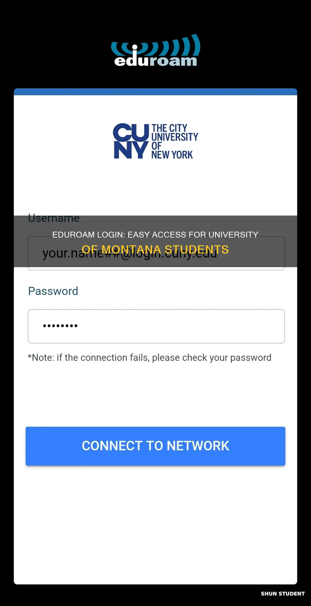 how to login to eduroam university of montana student
