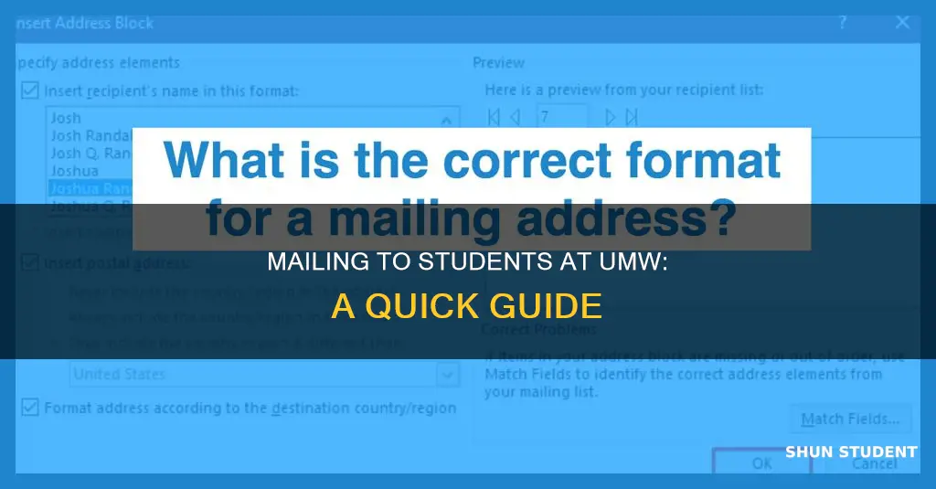 how to mail things to students at mary washington university