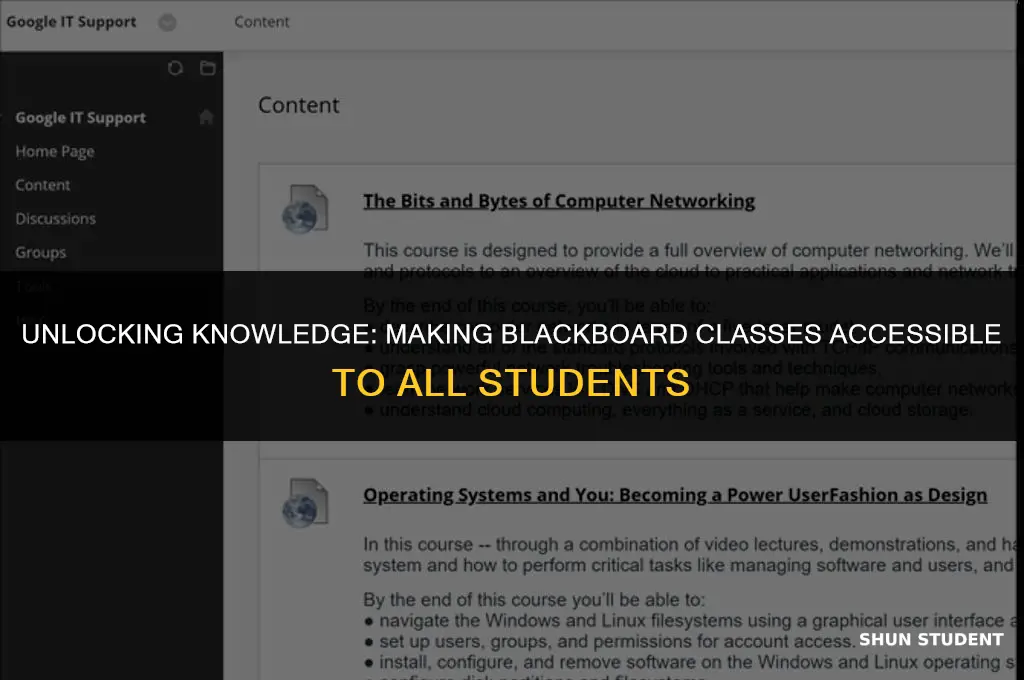 how to make a blackboard class available to students