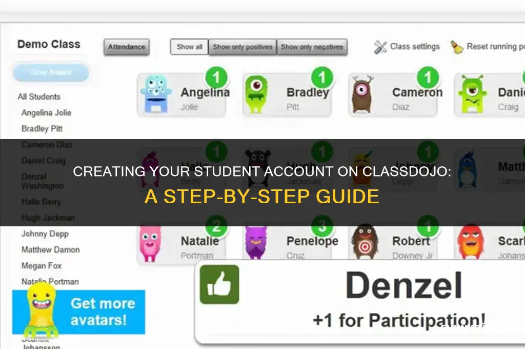 how to make a student account on class dojo