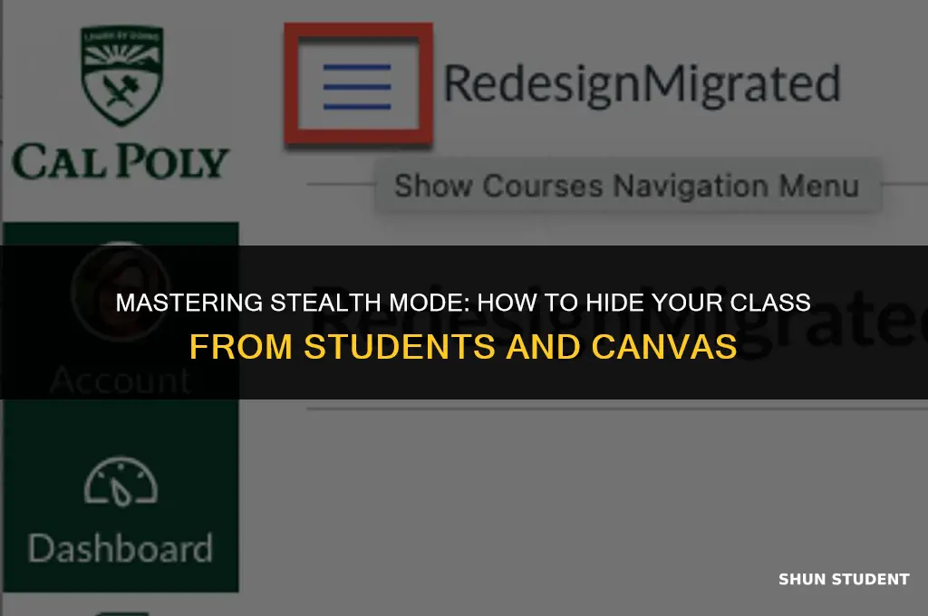 how to make class invisible to students and canvas