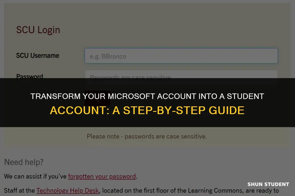 how to make microsoft account a student account