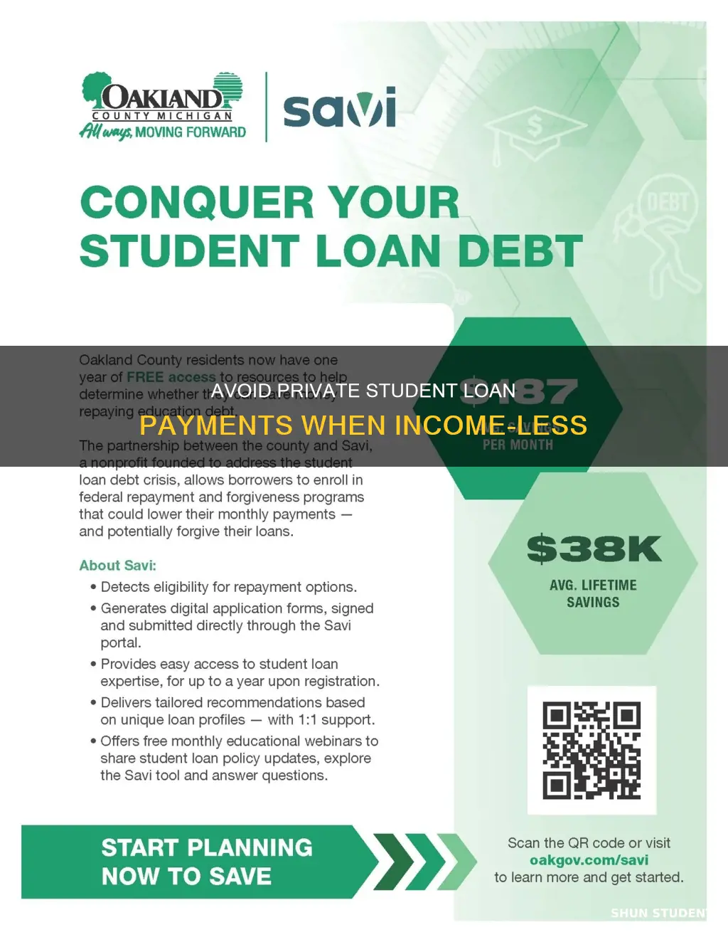 how to not pay private student loans on no income