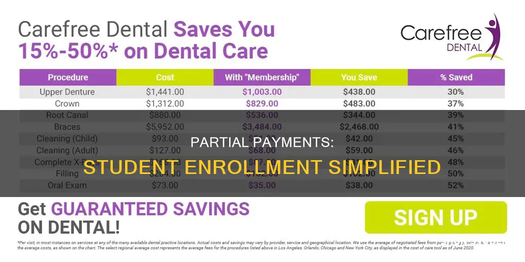 how to pay a partial payment on student enrollment