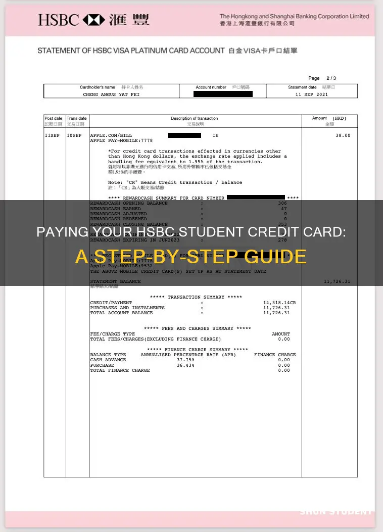 how to pay hsbc student credit card
