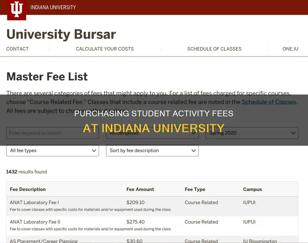 how to purvahse student qctivity fee indiana university