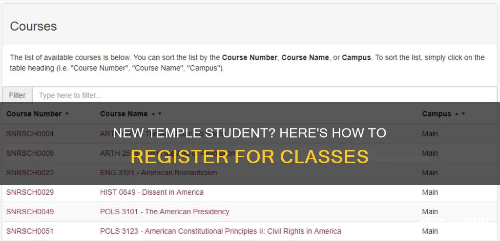 how to register for classes new student temple university