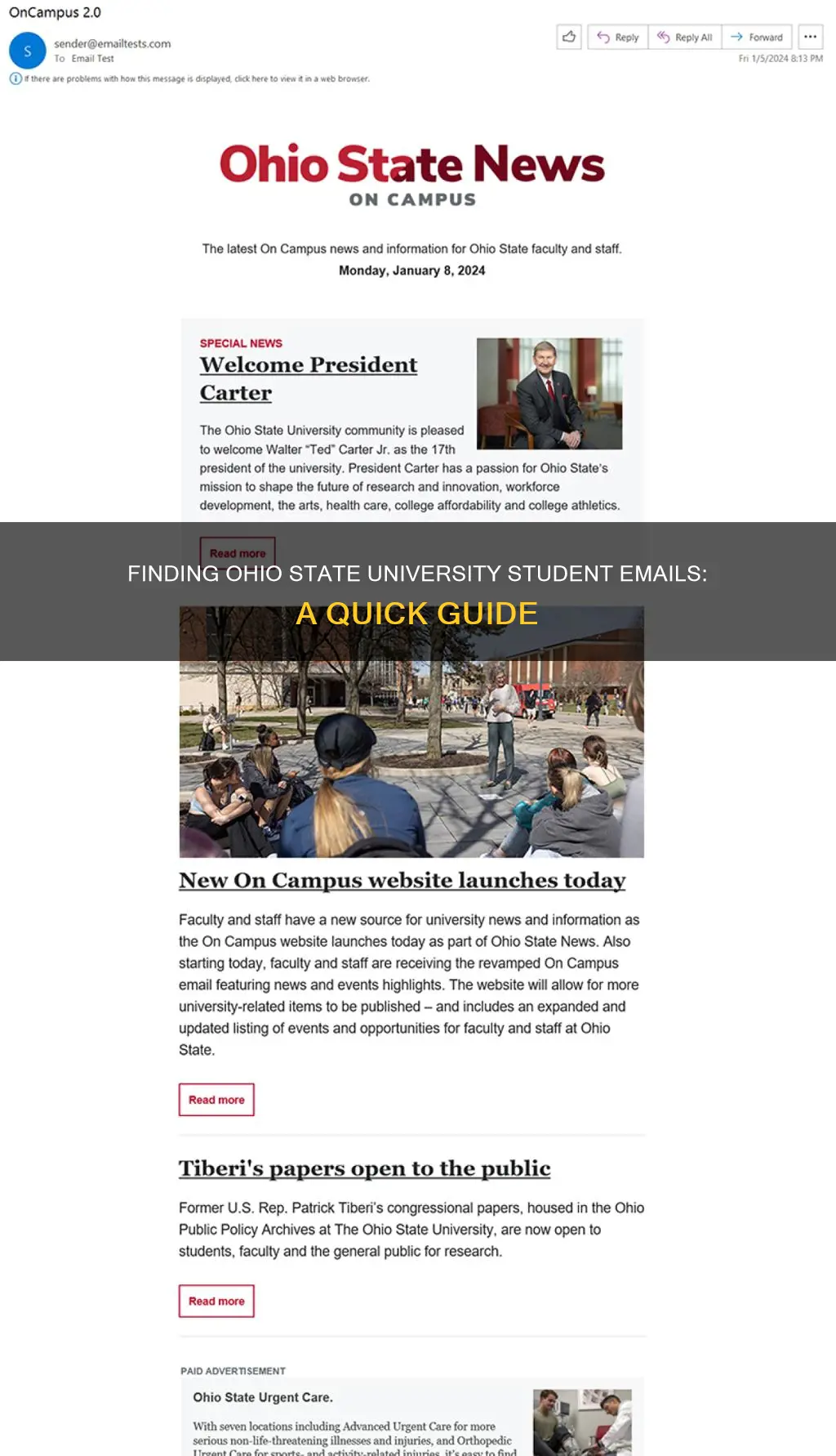 how to search for ohio state university student email