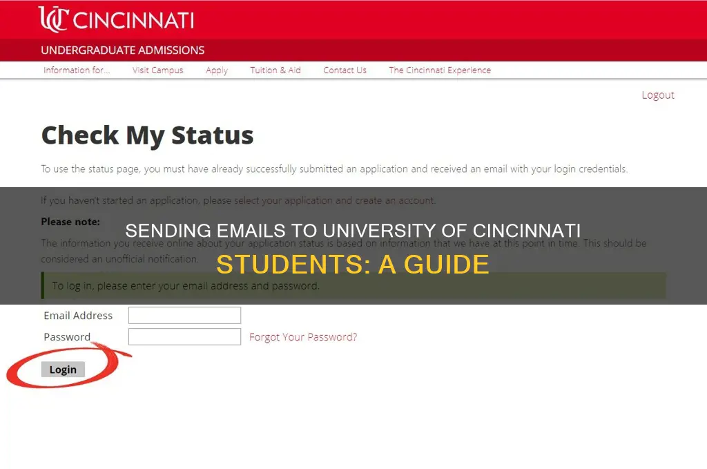 how to send student at university of cincinnati email