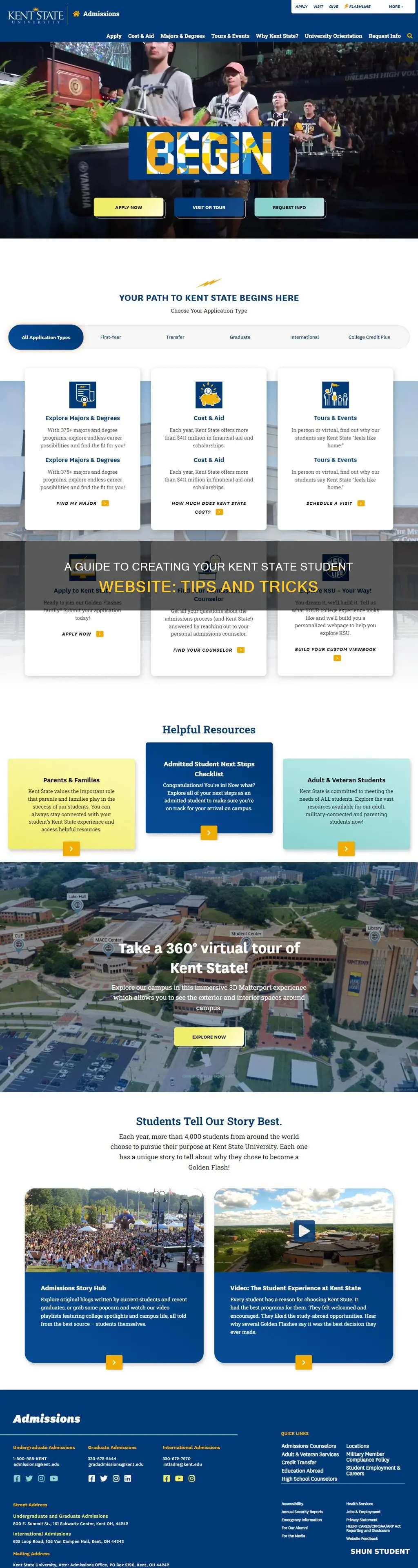 how to set up student website in kent sate university