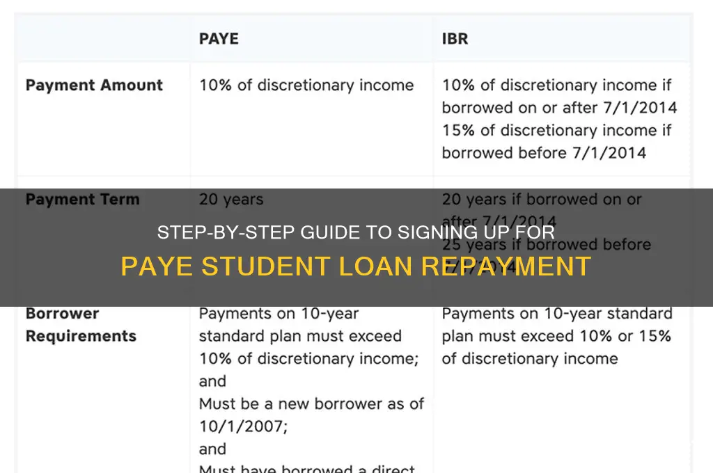 how to sign up for paye student loan