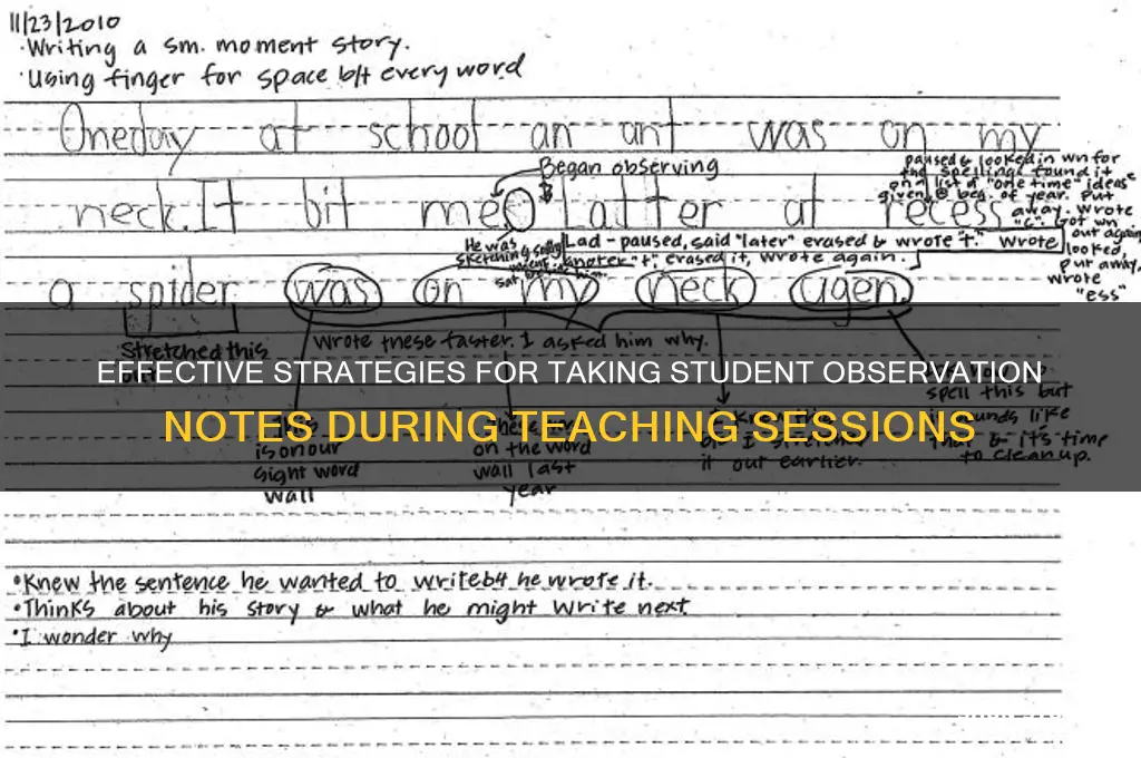how to take student observation notes while teaching