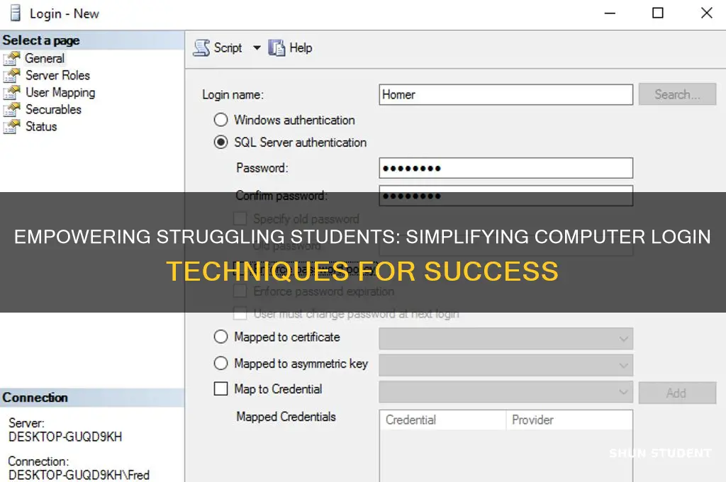 how to teach computer log in to students who struggle