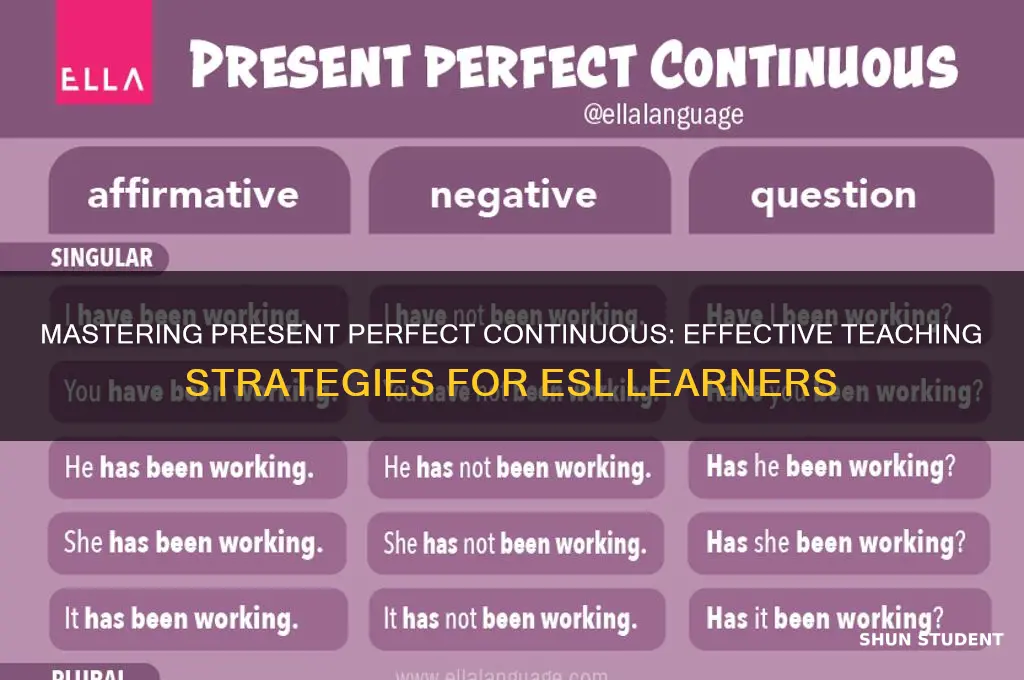how to teach present perfect continuous to esl students