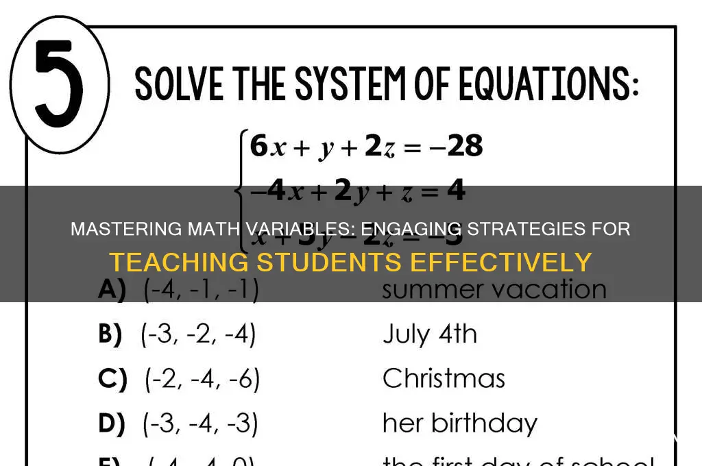how to teach variables in math to students