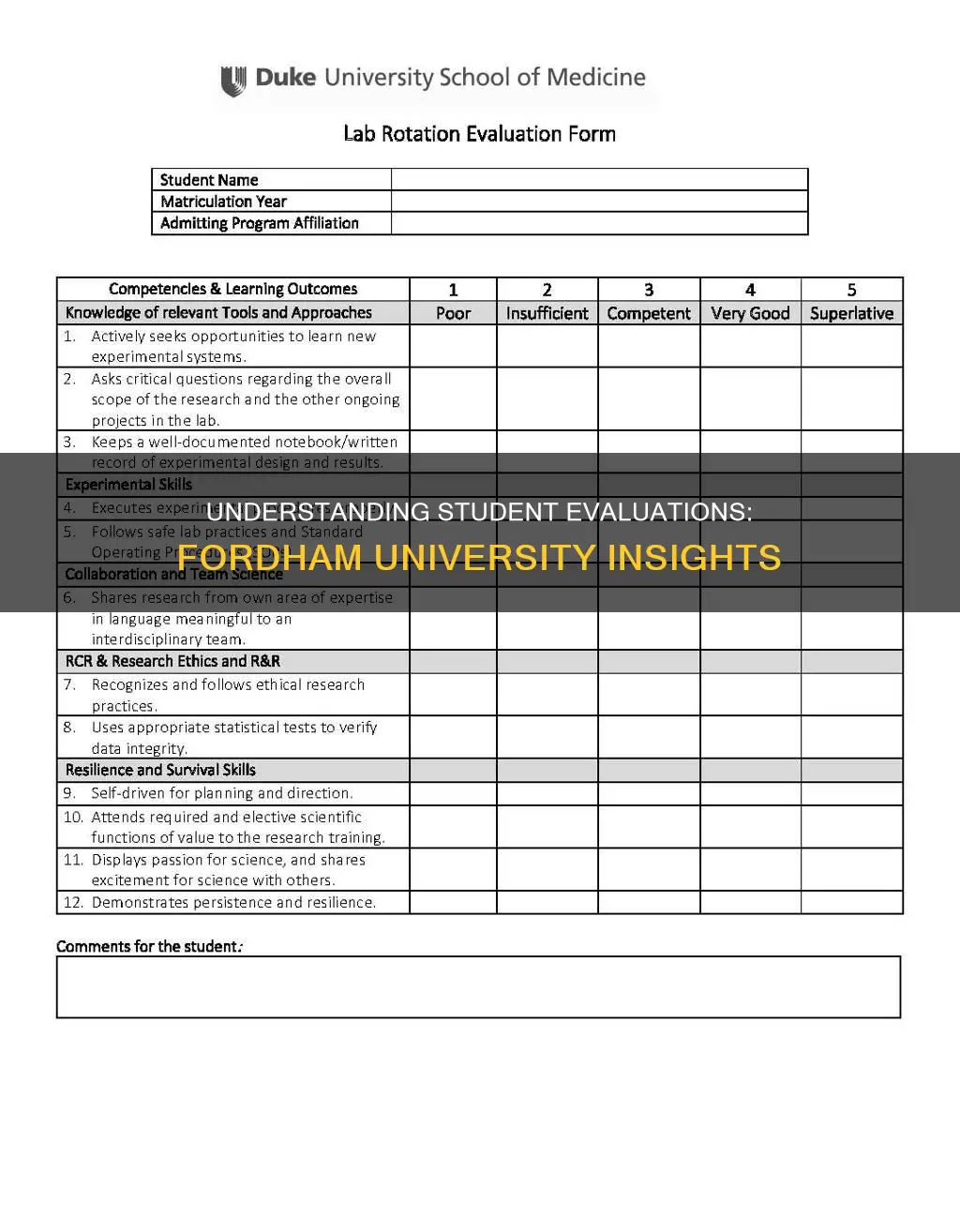 how to understand student evaluations fordham university