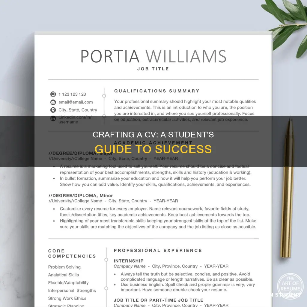 how to write a cv university student