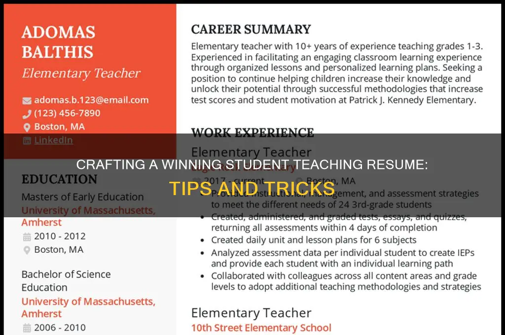 how to write a resume for student teaching