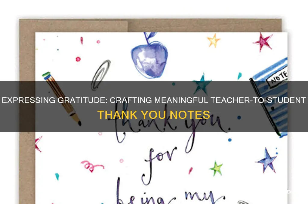 how to write thank you notes from teacher to student