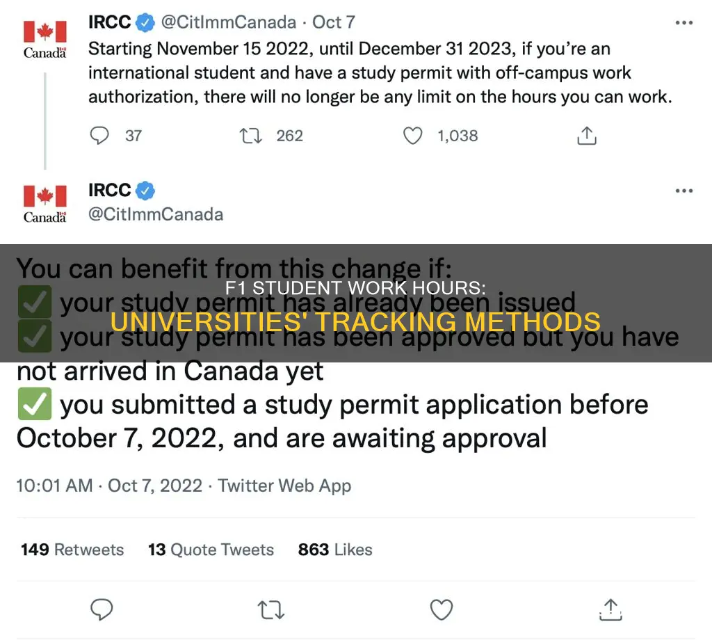 how university tracks f1 student working hours