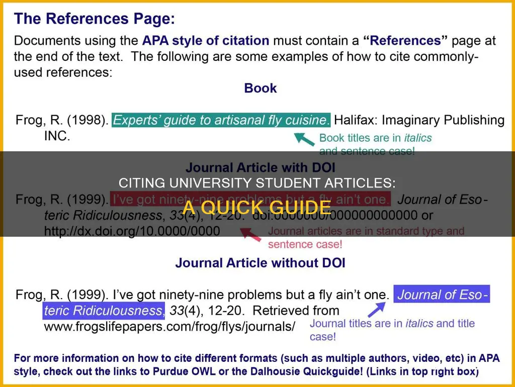 how would cite a article from a student in university