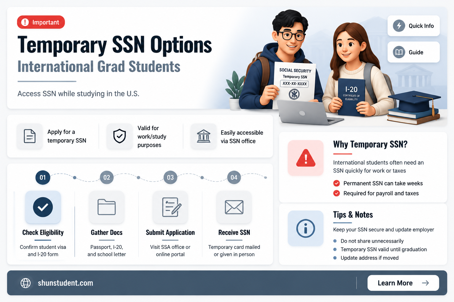 can an international graduate student get a temporary ssn