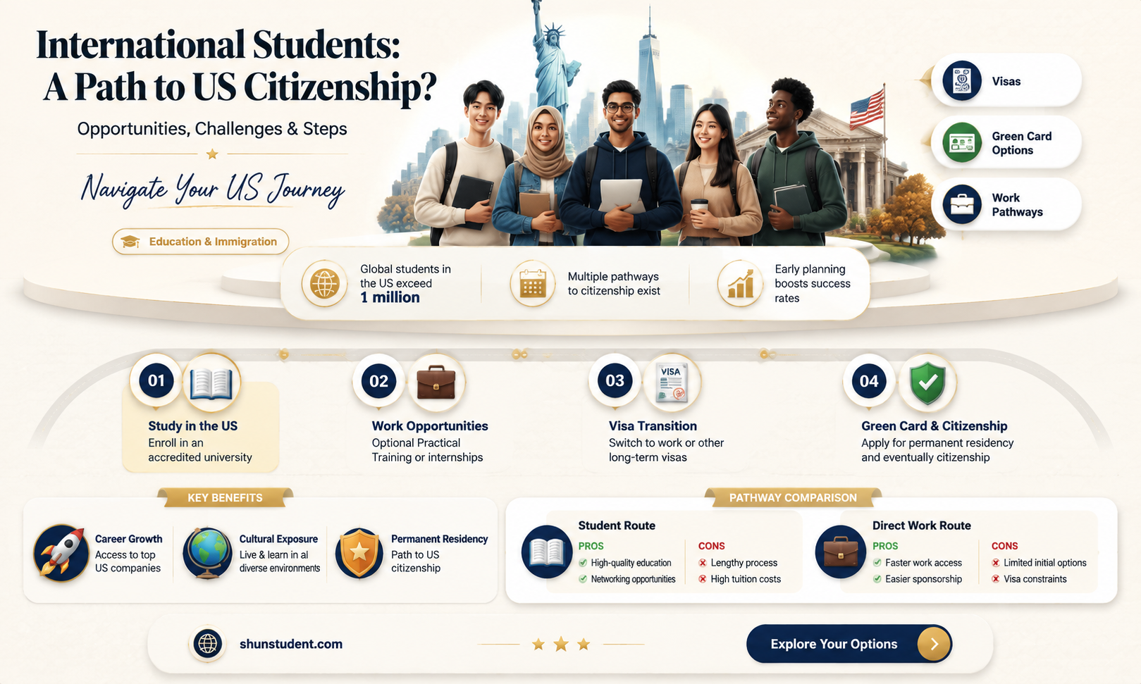 can an international student become a us citizen