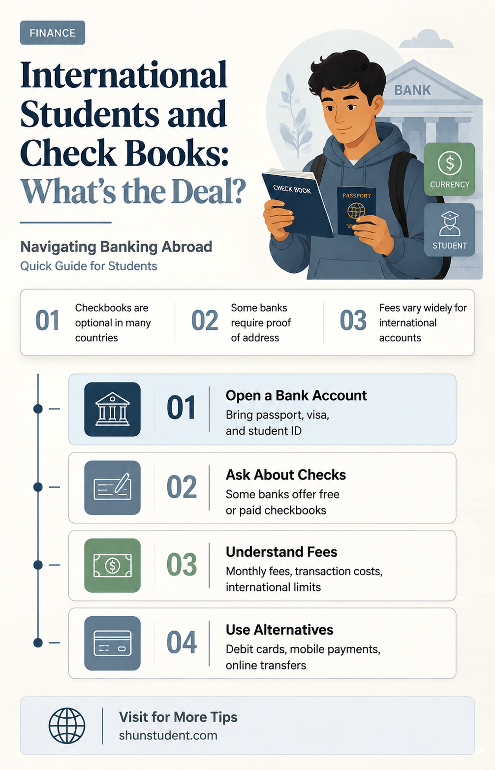 can an international student have a check book