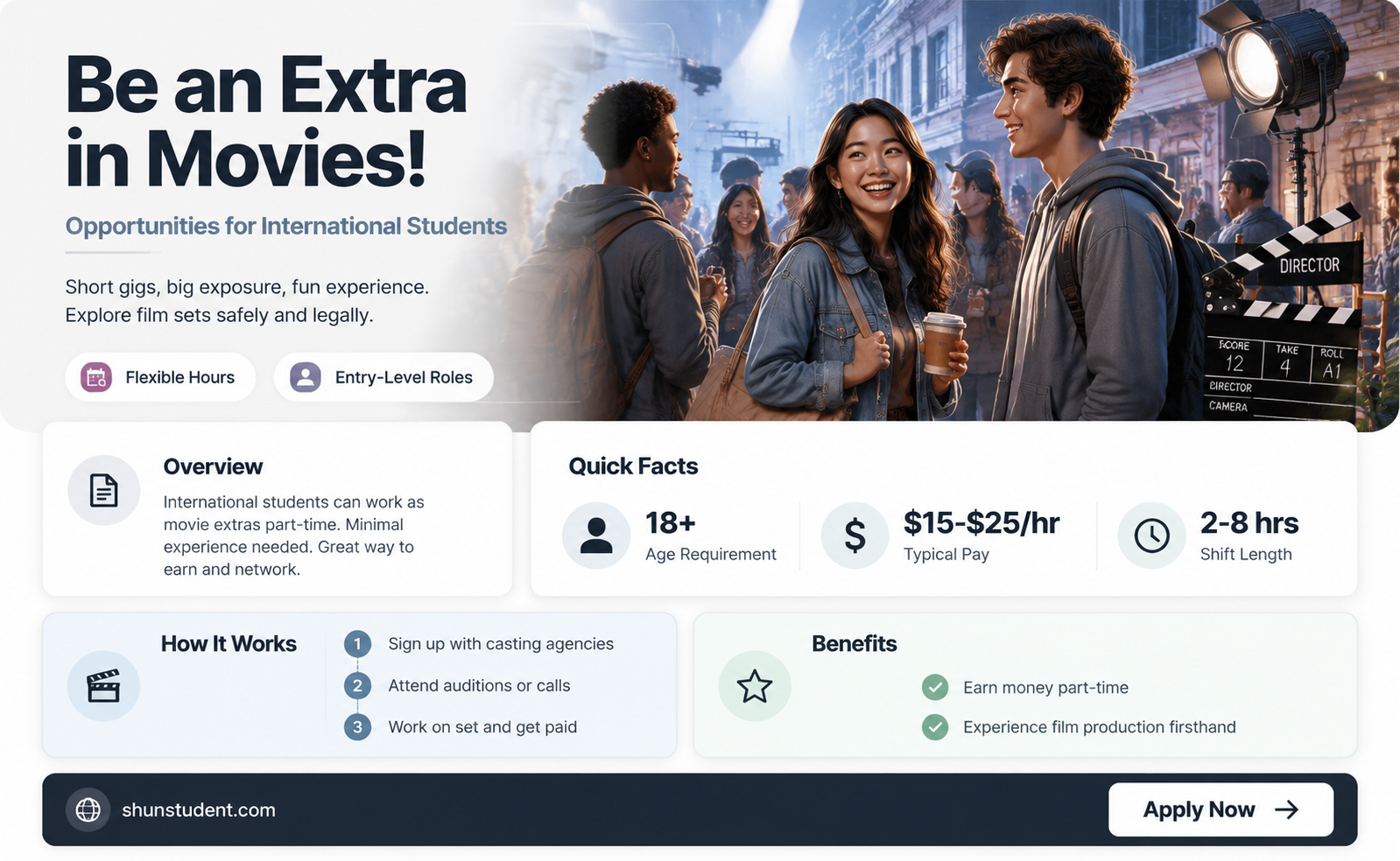 can an international student be an extra in a movie