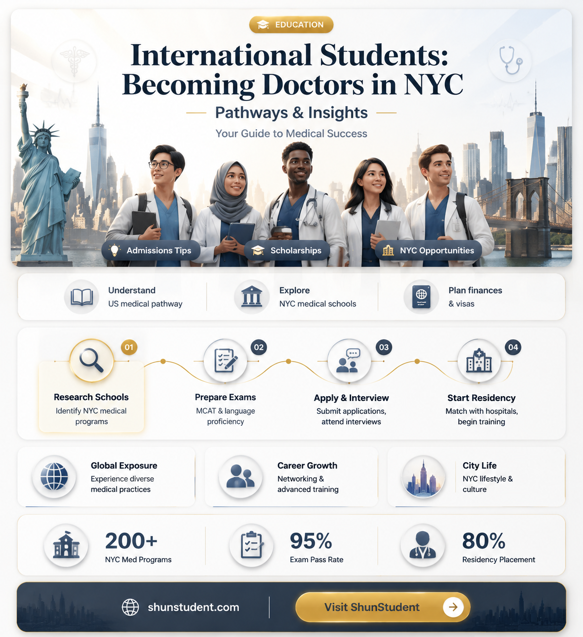 can an international student become a doctor in nyc