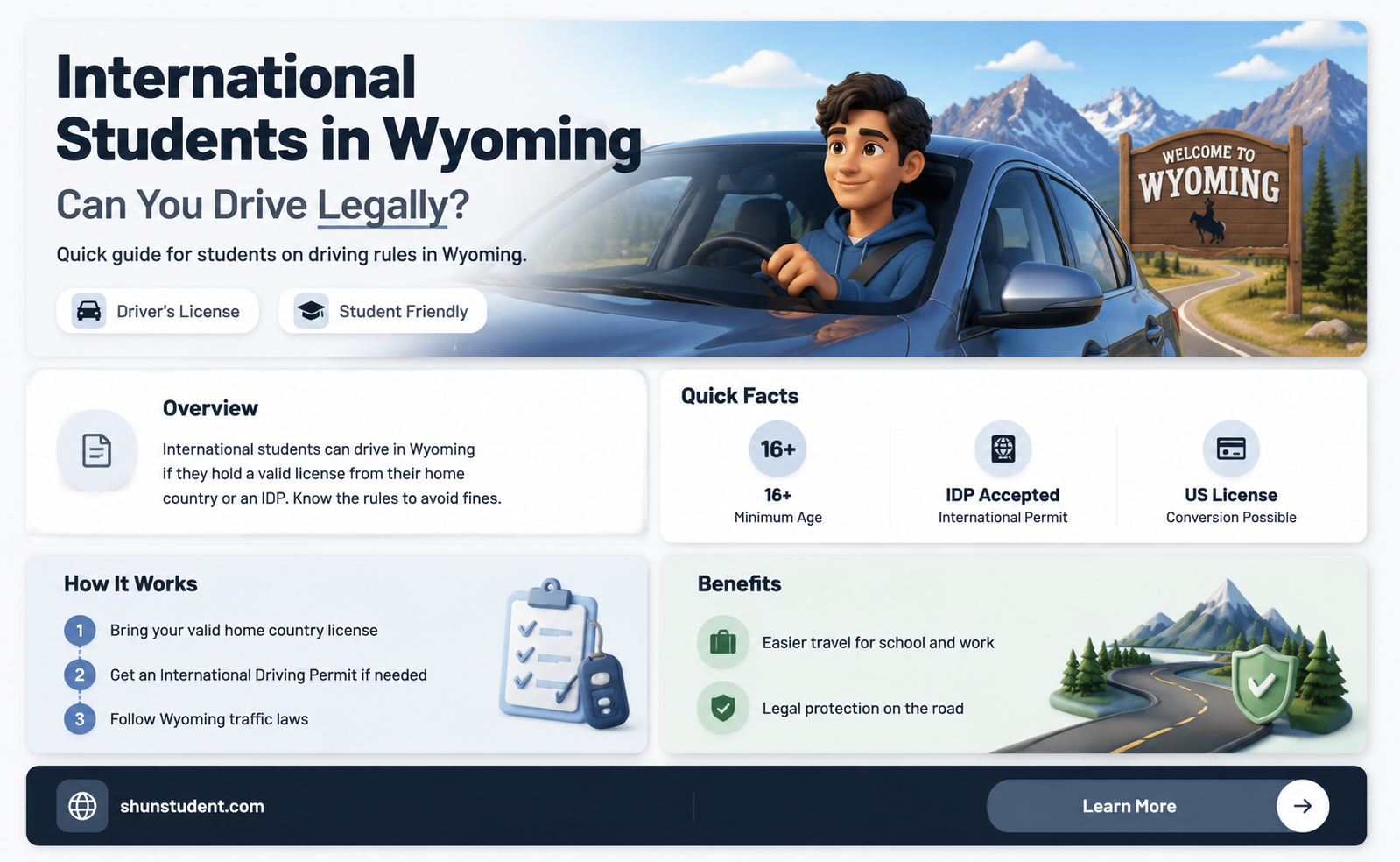 are the international students able to drive in wyoming