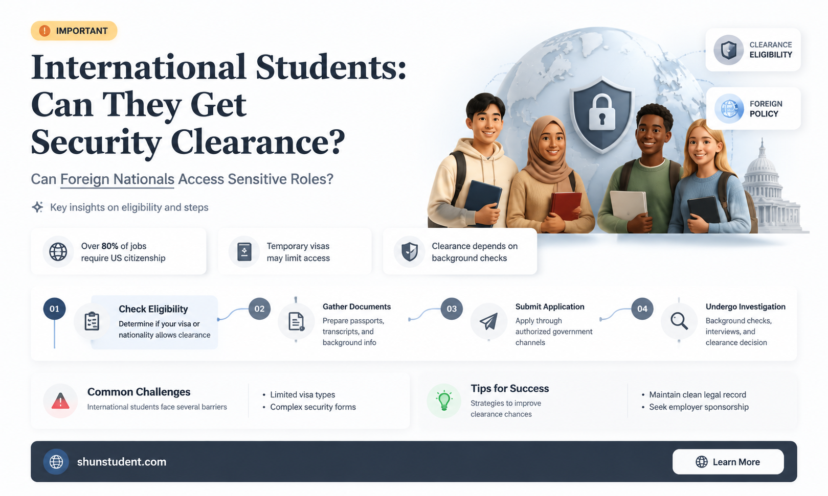 can an international student obtain a secret securit clearance
