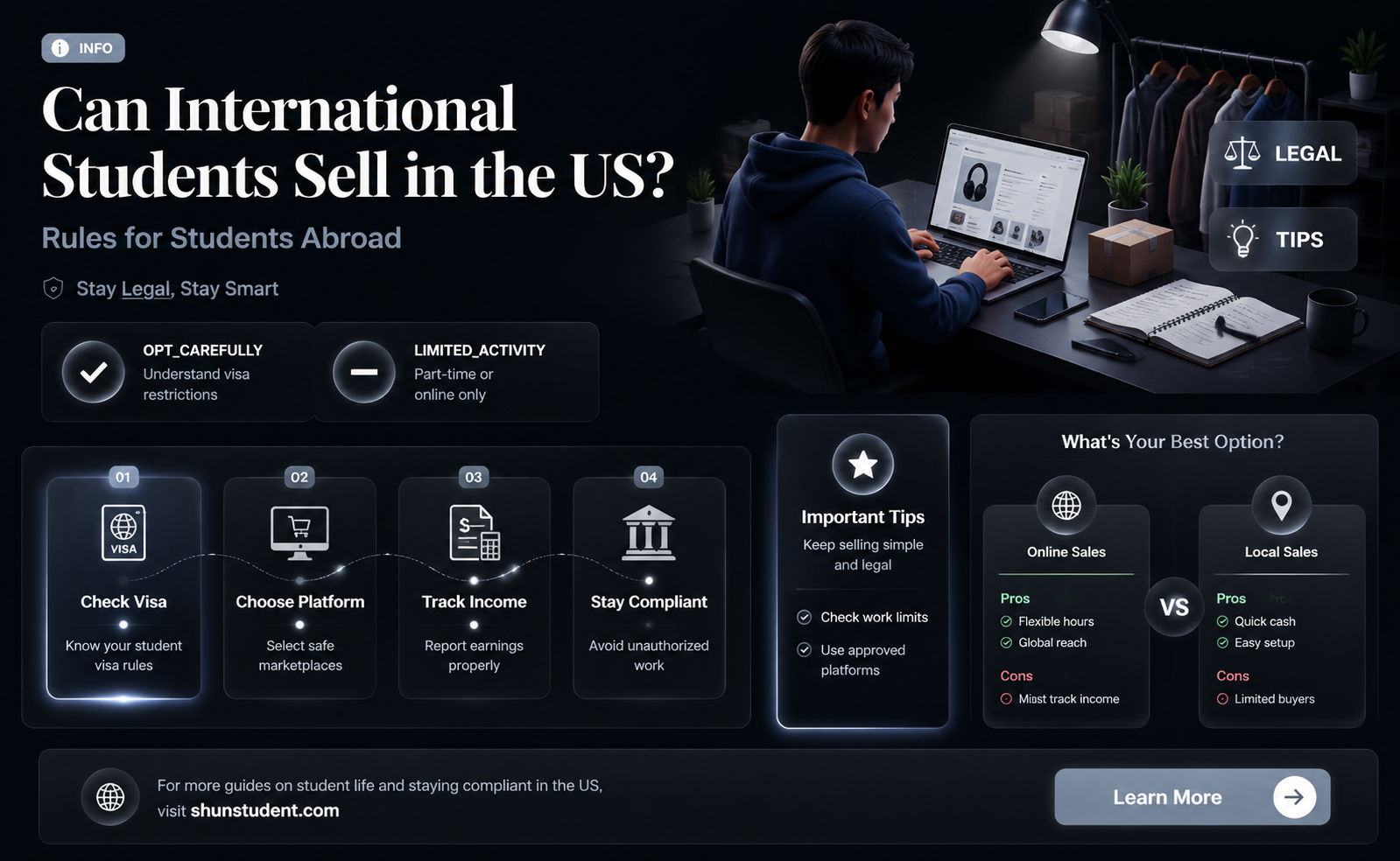 can an international student sell things in the us