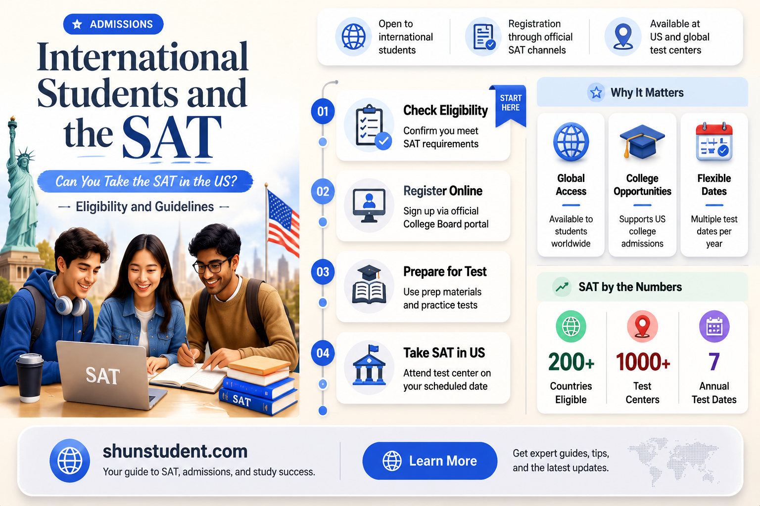 can an international student take the sat in the us