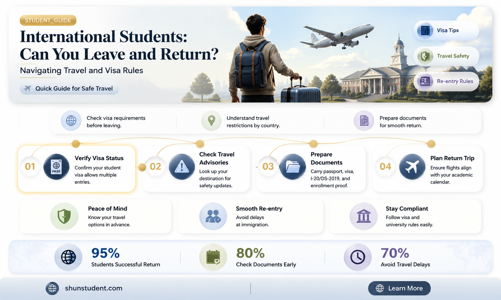 can an international student leave and come back