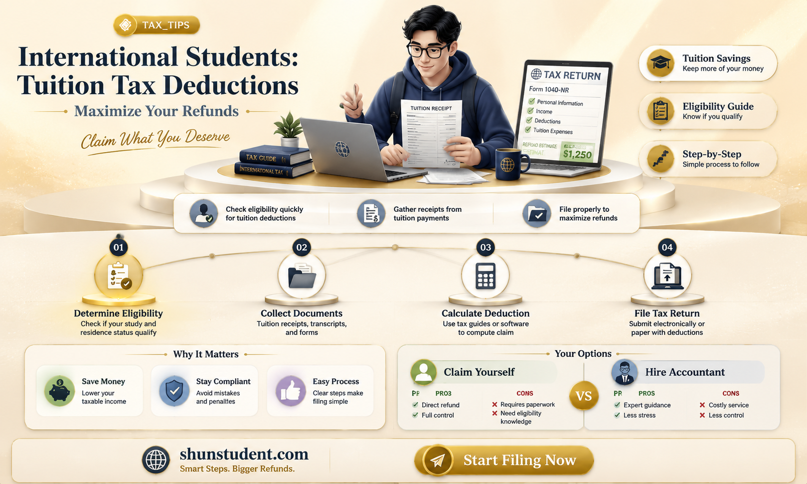 can an international student deduct tuition expenses on tax return