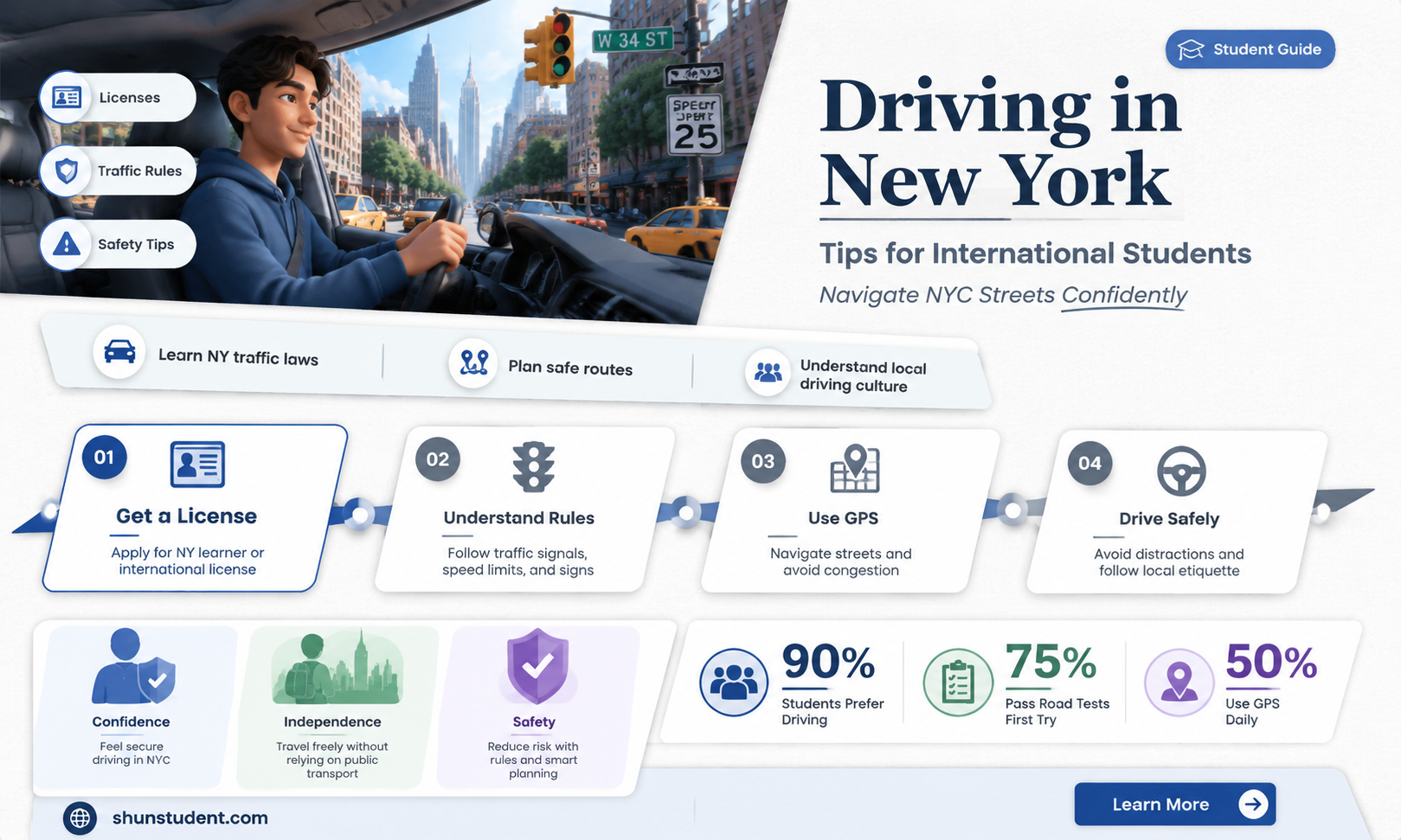 can a international student drive in ny