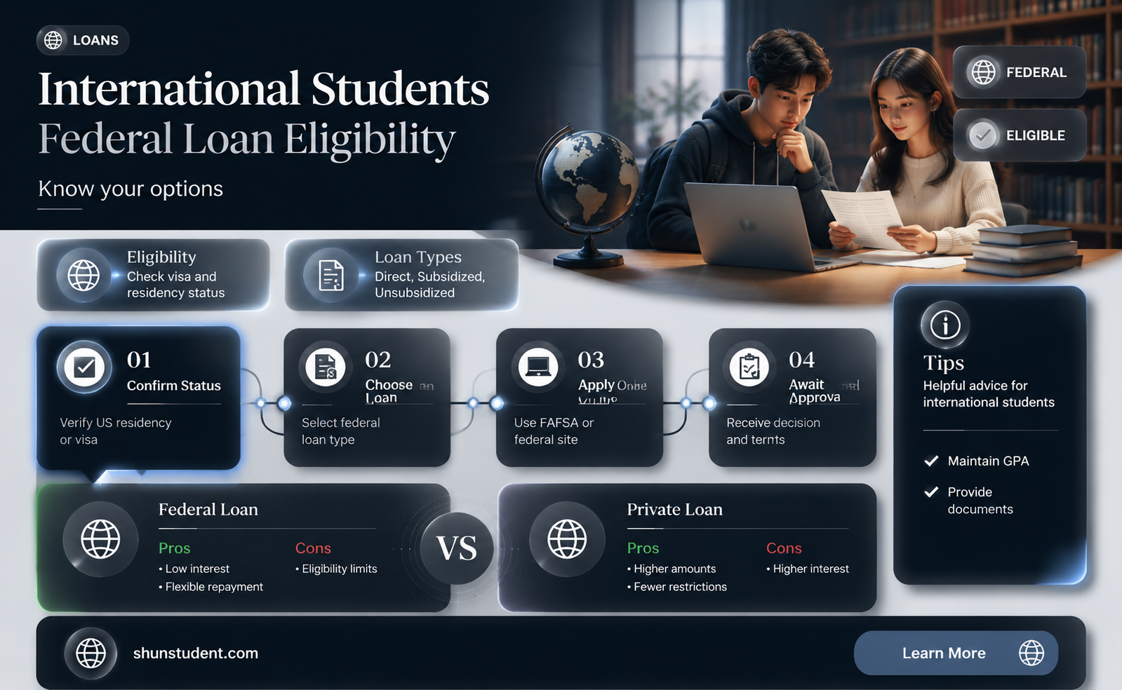 can an international student qualify for federal student loans