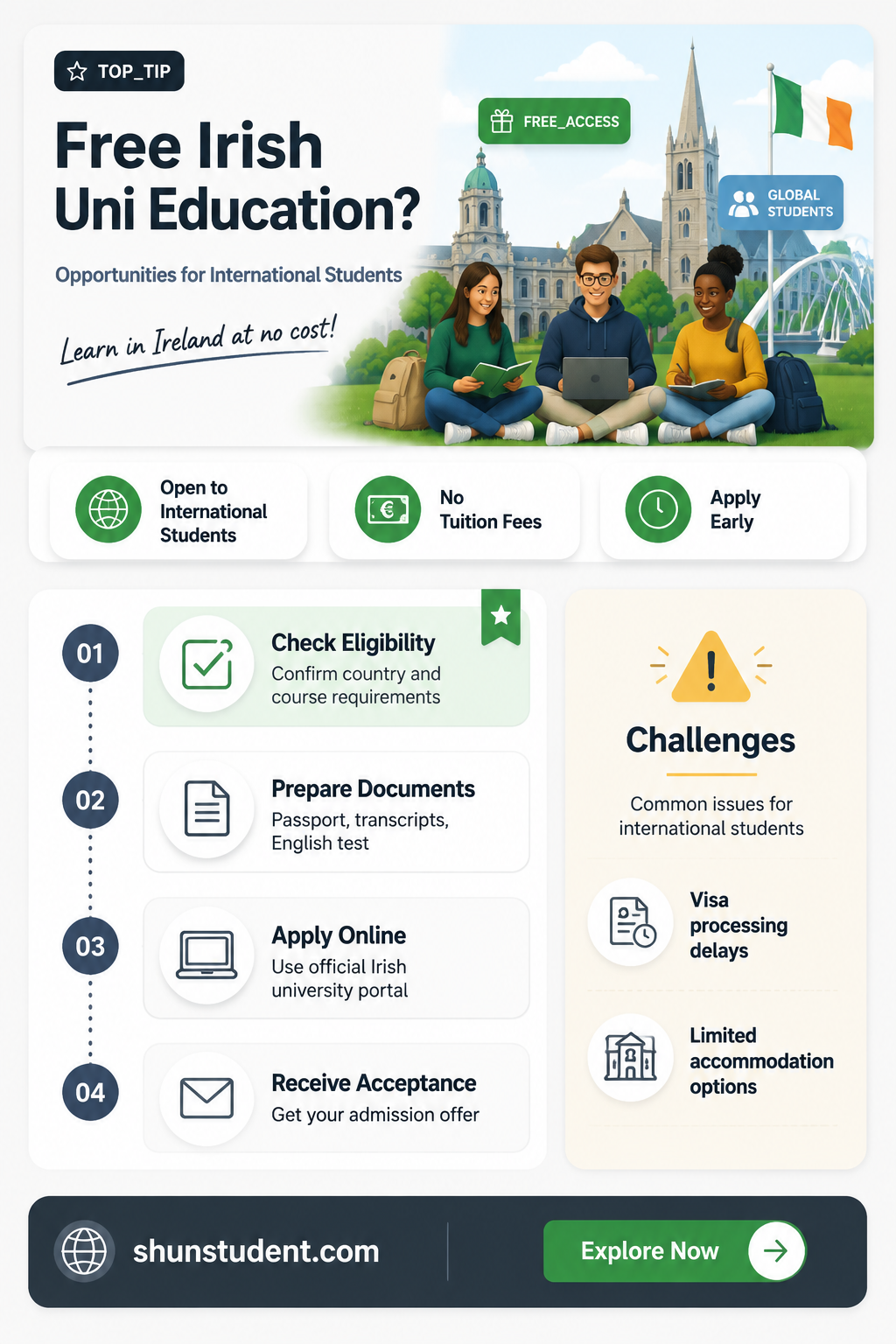 are universities in ireland free for international students
