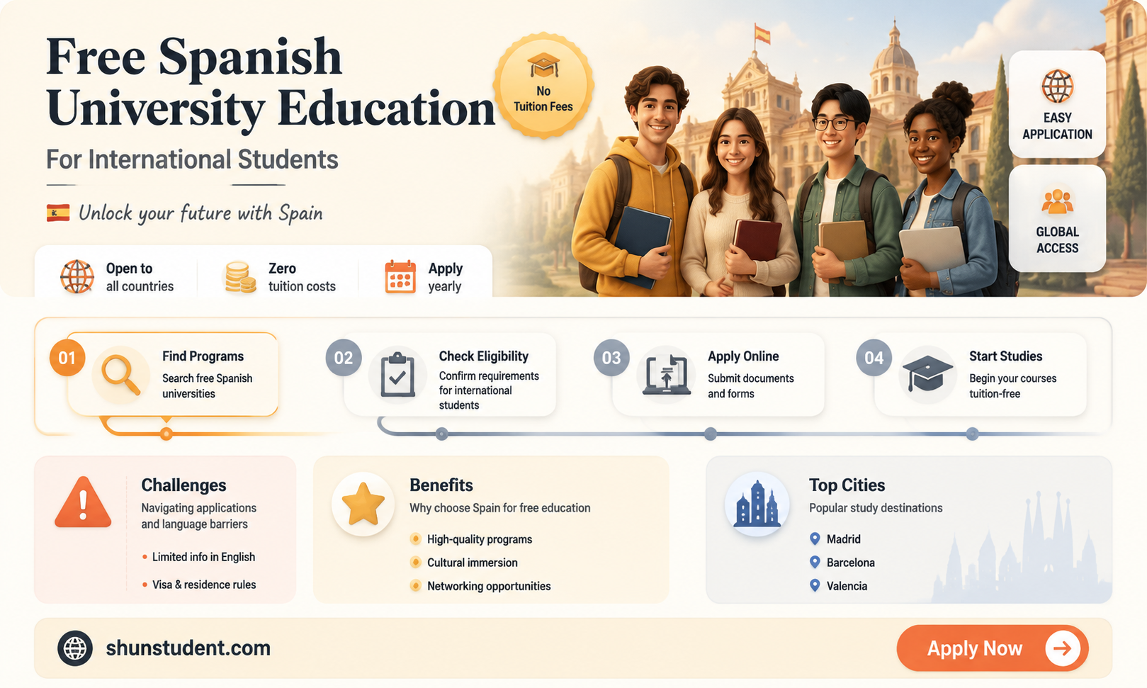 are universities in spain free for international students