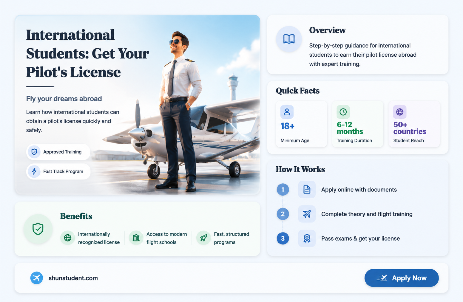 can an international student ge a pilots license