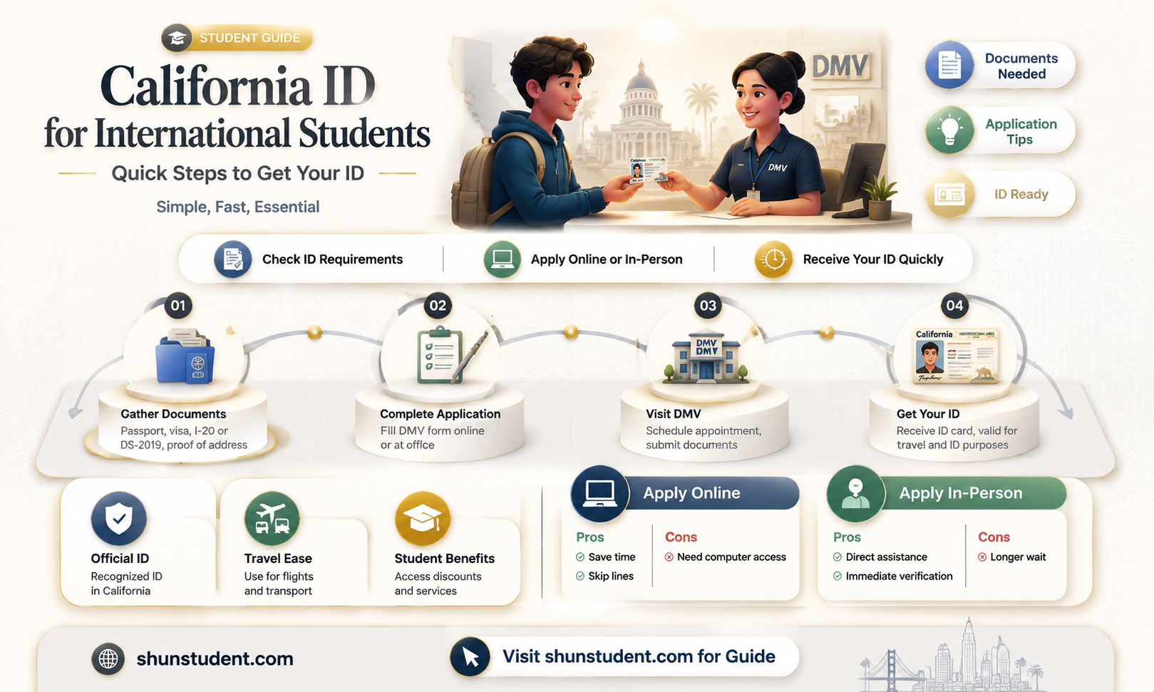 can an international student get a id in california