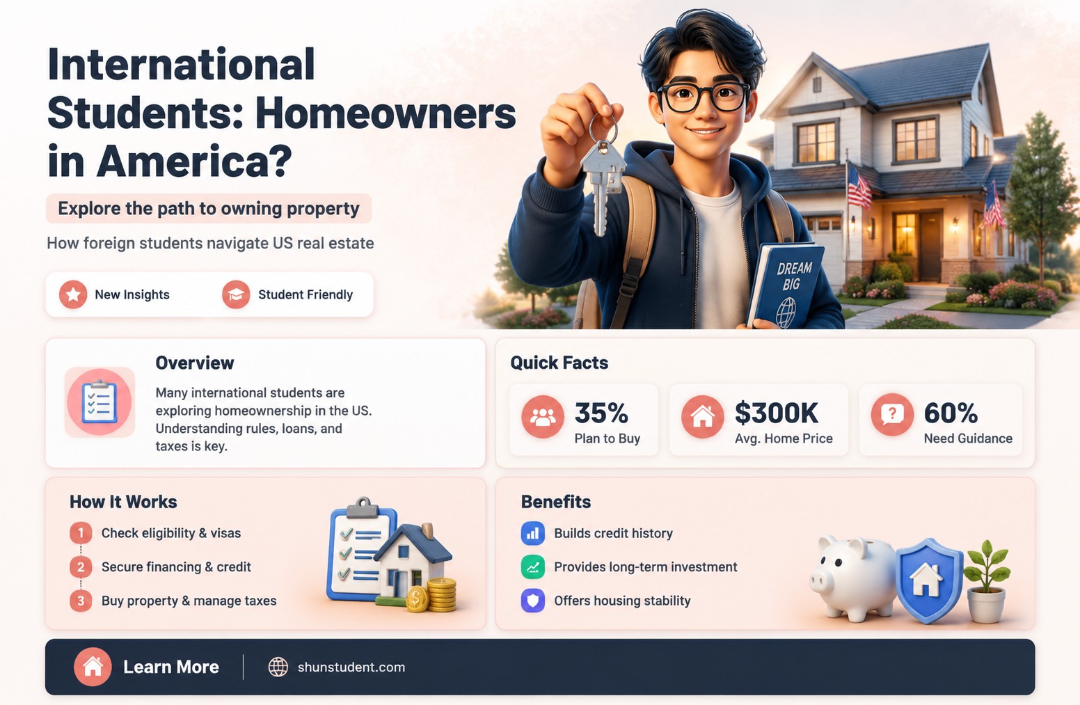 can a international student in america get a house