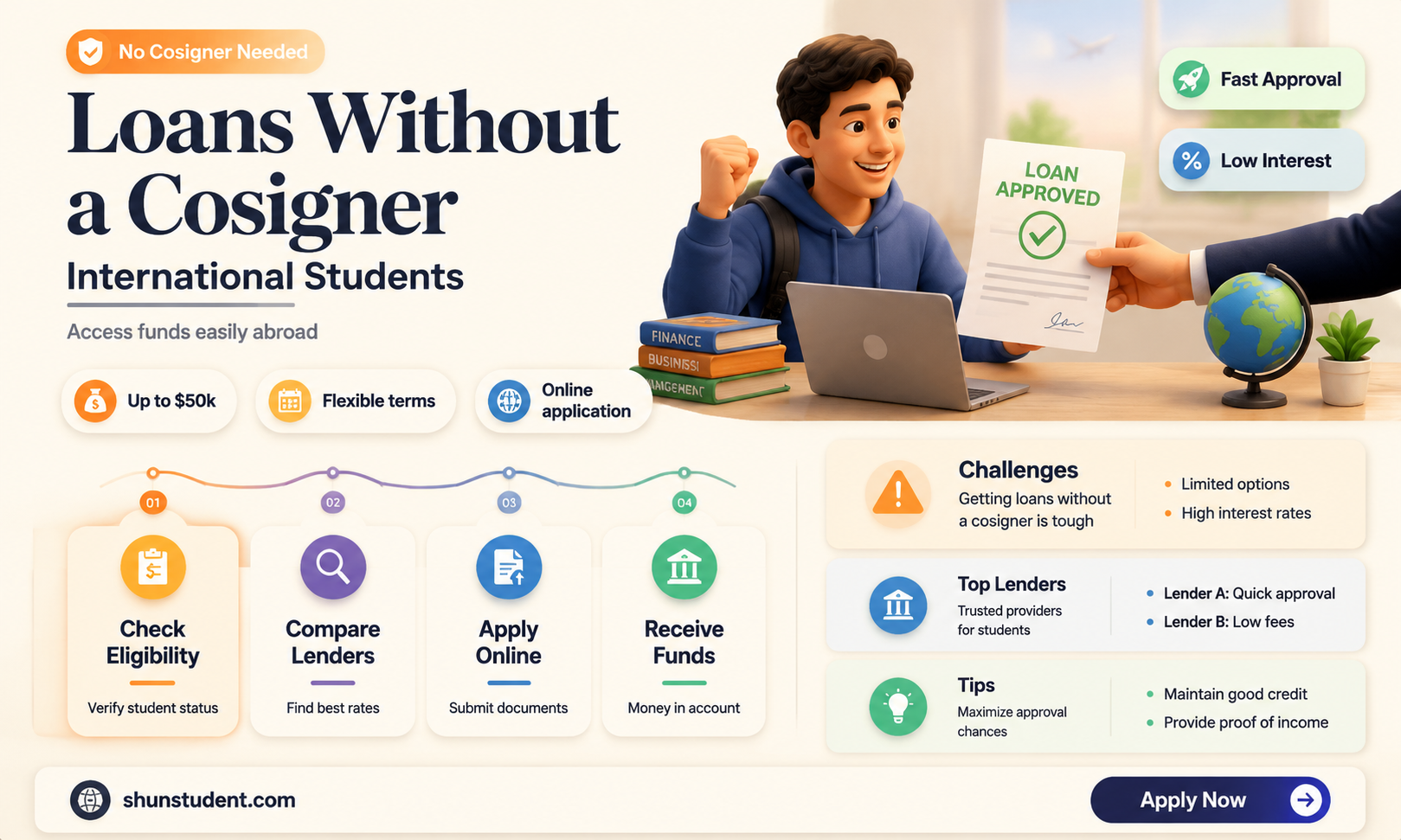 can an international student get a loan without a cosigner