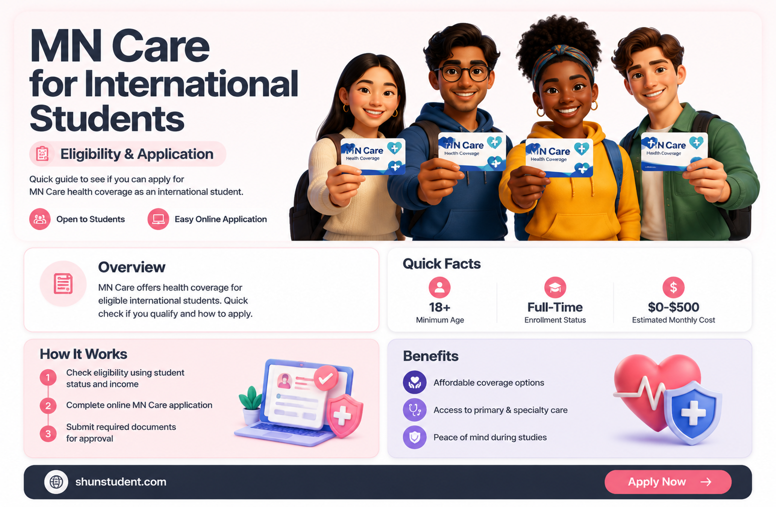can an international student apply for mn care