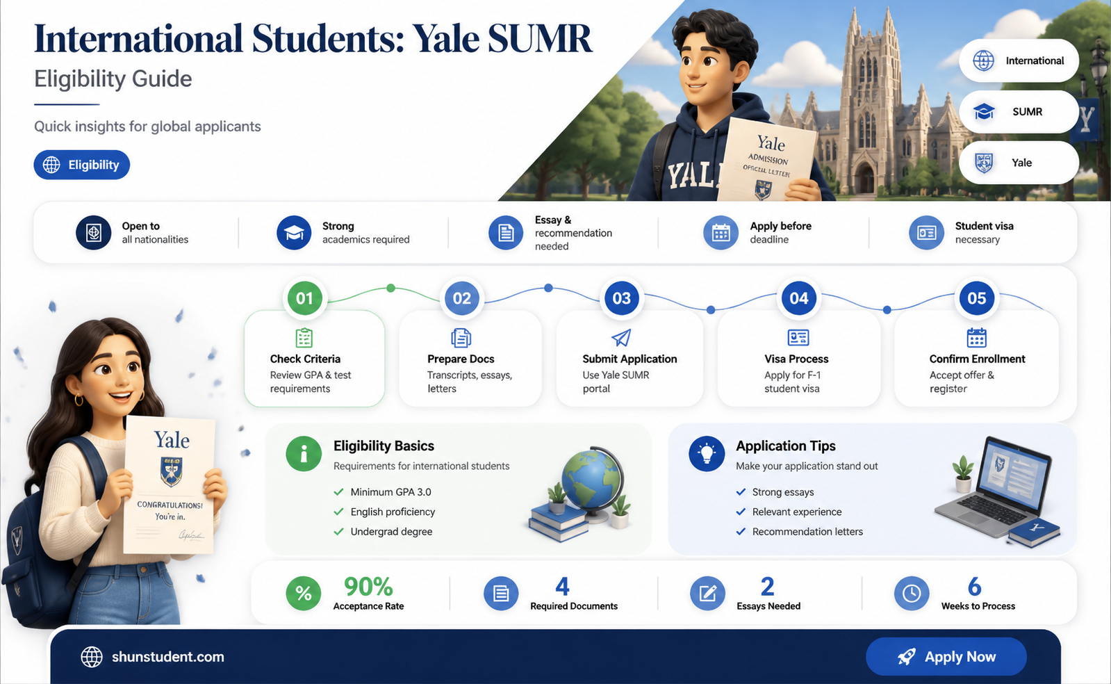 are international students eligible for yale sumr