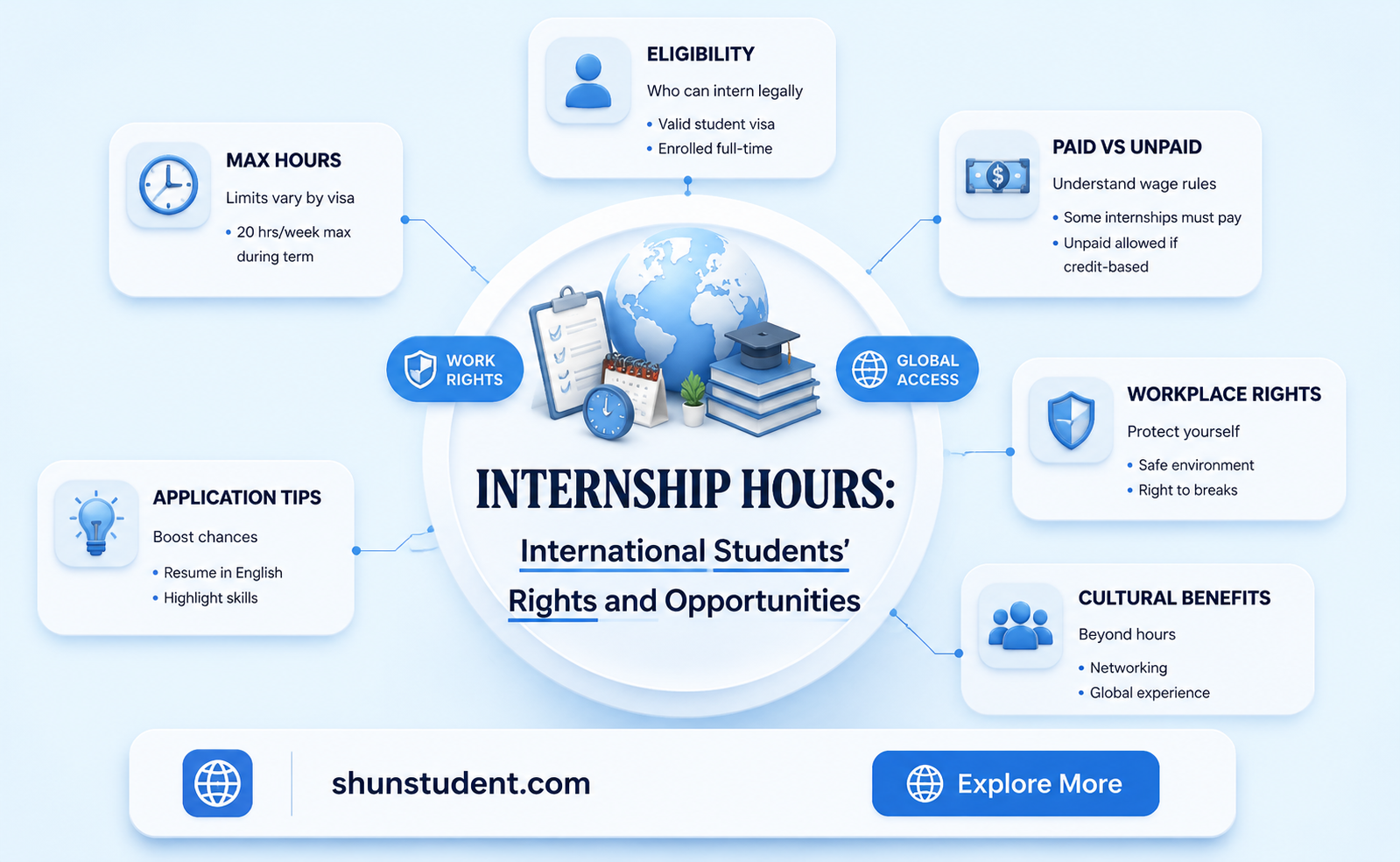 can an international student have more than 40 hours internship